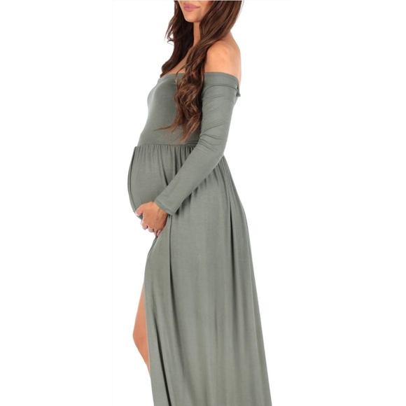 Mother Bee Maternity Dresses & Skirts - 16) MOTHER BEE Off-the-Shoulder Photoshoot Drape Gown Sz. XL